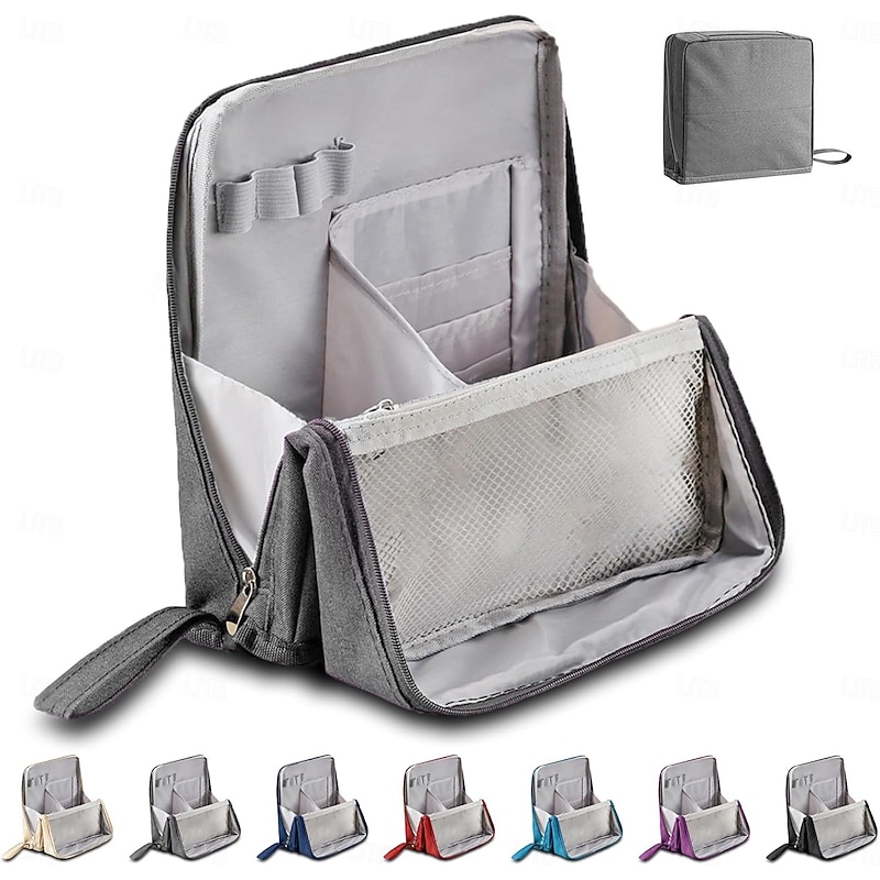 Standing Makeup Bag, Waterproof Large Capacity Toiletry Bag with Compartments, Portable Travel Cosmetic Organizer, Multi-Purpose Pencil & Makeup Storage Case