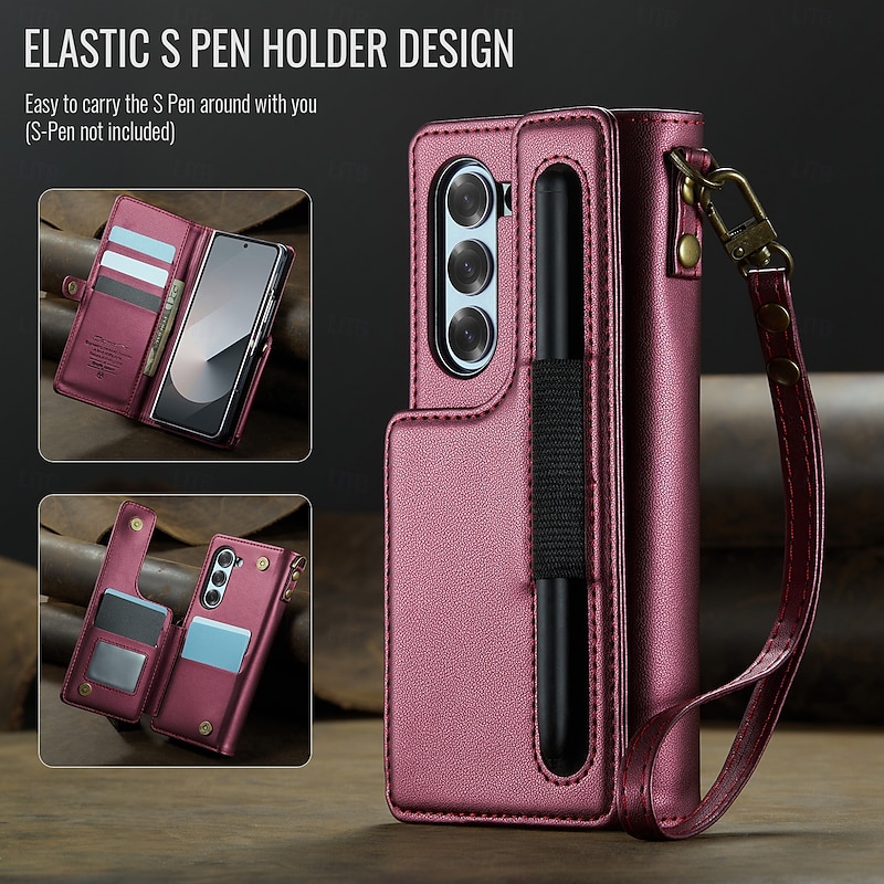 Phone Case For Samsung Galaxy Z Fold 7 Z Fold 6 Flip Cover Kickstand Shockproof TPU PU Leather4