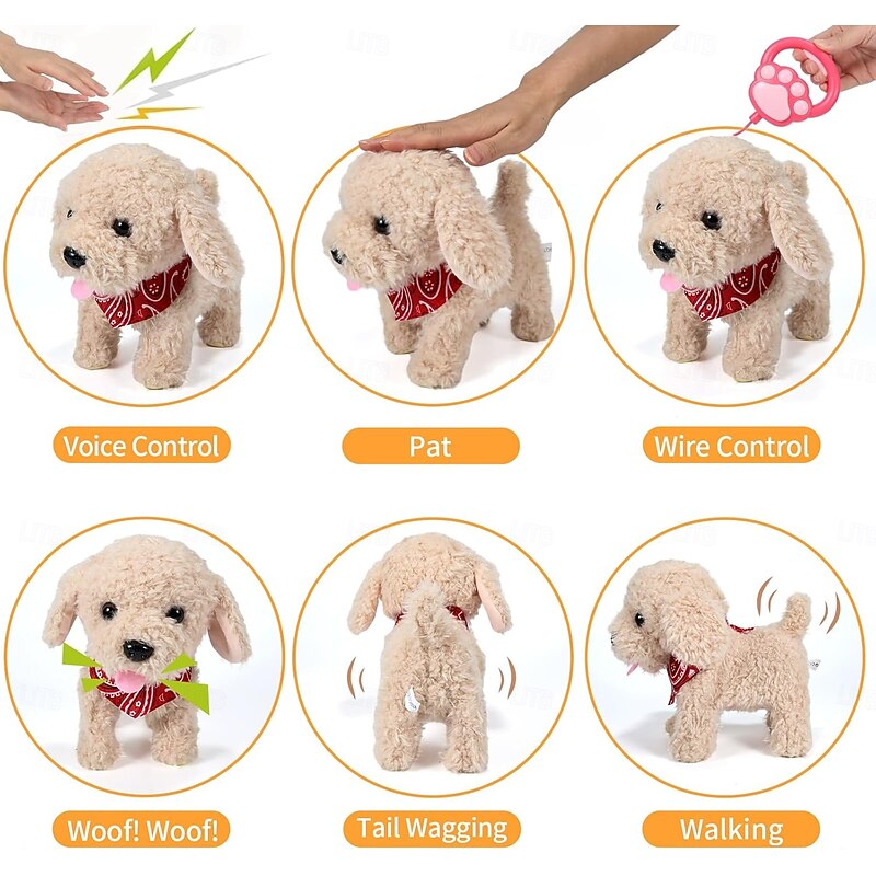 Interactive Walking Plush Puppy Toy Dog Realistic Wagging Tail Robot Dog with Grooming Set Perfect Christmas Birthday Gift Toys for Girls and Boys Kids Age 3 4 5 63