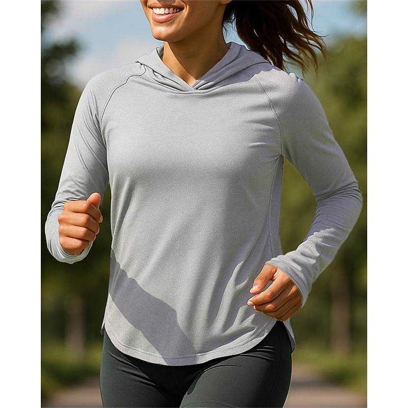 Women's Running Shirt Tennis Shirt Long Sleeve Tee Tshirt Solid Colored Sun Protection Lightweight UV Cooling Tennis Golf Running Sportswear Activewear Black White Pink2