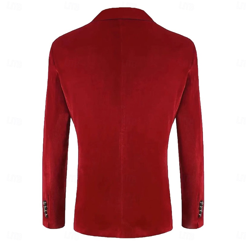 Men's Blazer Jacket Casual Jacket Outdoor Casual Daily Pocket Christmas Warm Winter Spring &  Fall Corduroy Solid Color Pocket Single Breasted One-button Blazer Red Blue Green4