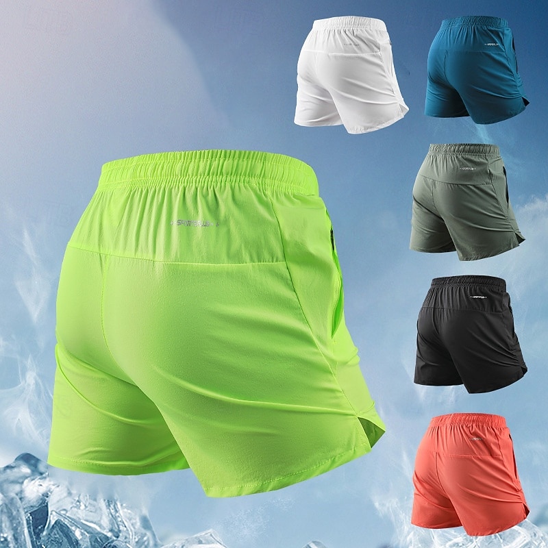 Men's Running Shorts Pocket Elastic Waistband Bottoms Athleisure Gym Workout Quick Dry Breathable Running Yoga Regular Fit Sportswear Activewear Solid Colored Black White Green