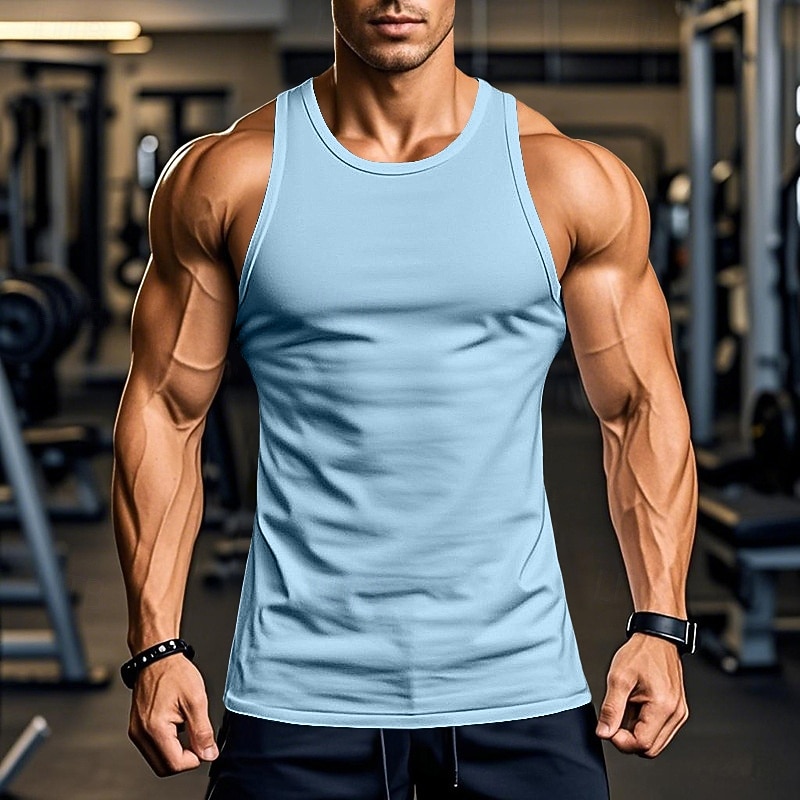 Men's Tank Top Vest Undershirt Sleeveless Shirt Sleeveless Round Neck Crewneck Summer Solid Color Plain Fashion Classic Comfortable Street Casual Sports Black White Red Top Tee for Men4