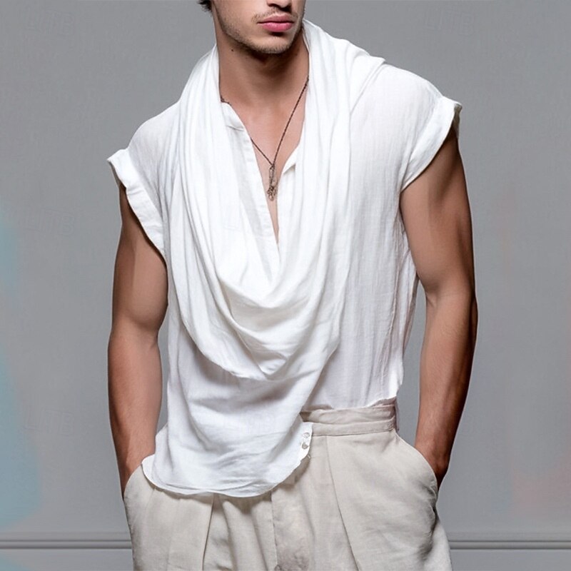 Men's Tank Top Vest Top Undershirt Sleeveless Shirt Sleeveless Pile Neck Summer Plain Fashion Designer Basic Classic Vacation Street Going out White Top Tee for Men