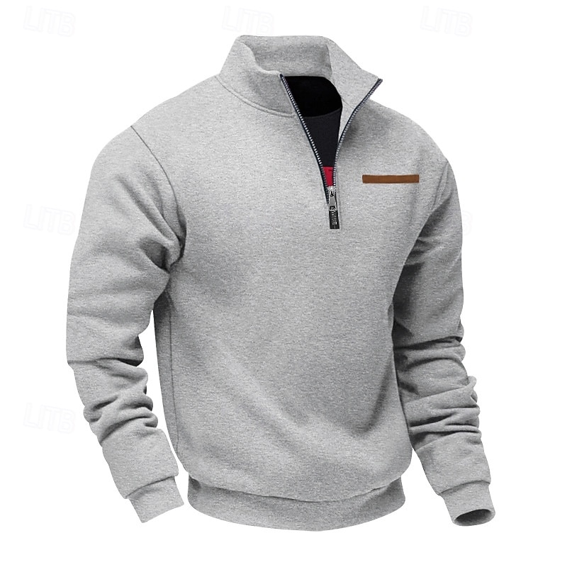 Men's Sweatshirt Quarter Zip Sweatshirt Apricot Black White Wine Red Half Zip Plain Sports & Outdoor Daily Holiday Polyester Streetwear Basic Casual Spring Autumn / Fall Clothing Apparel Hoodies2