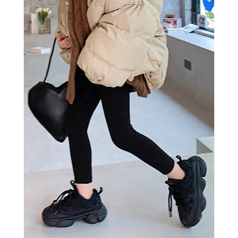 Kids Girls' Leggings Solid Color Streetwear Outdoor 4-12 Years Fall Black Dark Gray3