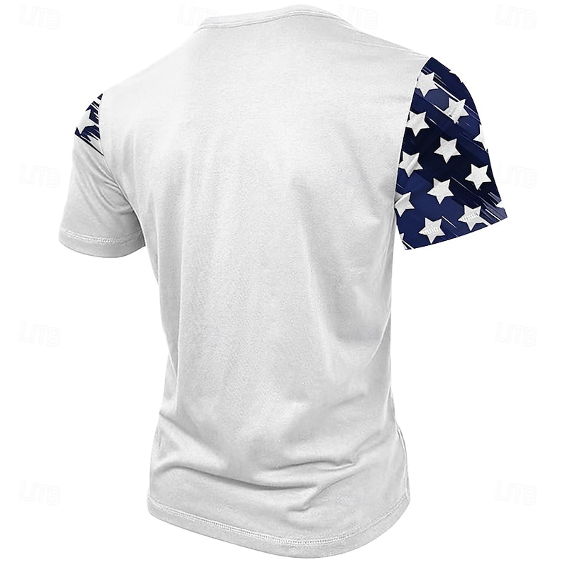 American Independence Day Men's American US Flag T Shirt Short Sleeve T shirt Graphic Print Henley Shirt Sports Fashion Street Sports Outdoor Casual White Summer Spring Clothing Apparel S M L XL XXL2
