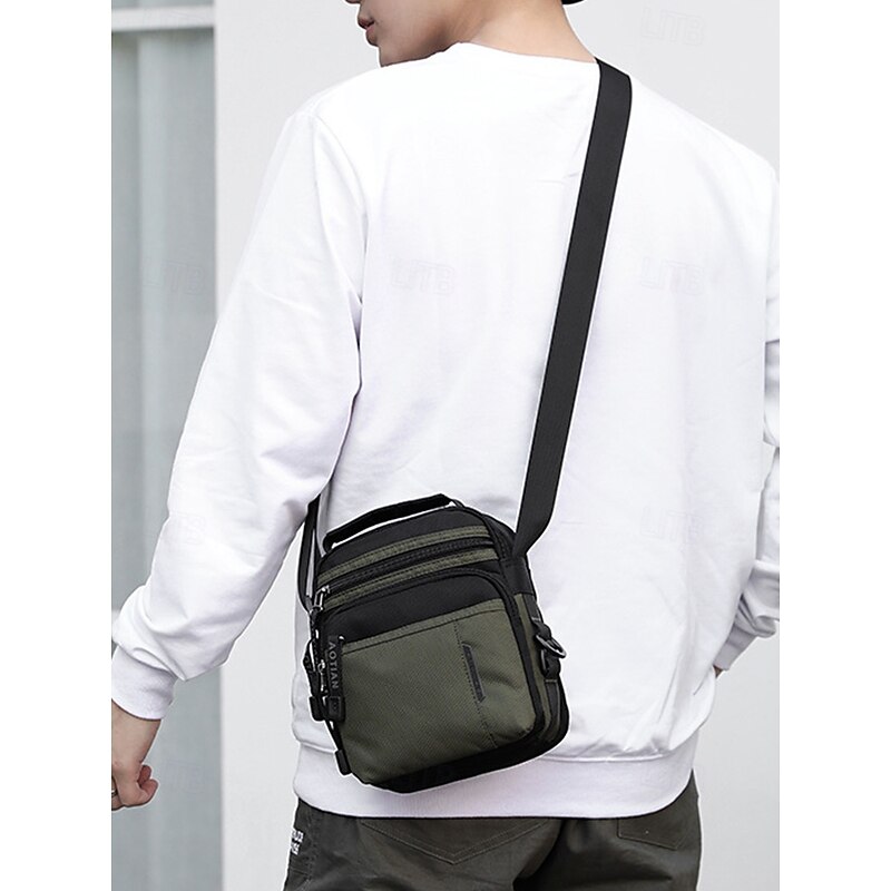 Men's Water-Resistant Nylon Crossbody Messenger Bag – Lightweight Multi-Pocket Shoulder Bag for Travel, Work or Casual Daily Use3