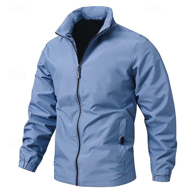 Men's Bomber Jacket Windbreaker Hiking Jacket Outdoor Waterproof Windproof Hiking Outfits Hiking Clothes Spring Autumn / Fall Top Camping / Hiking / Caving Running Black Blue Grey
