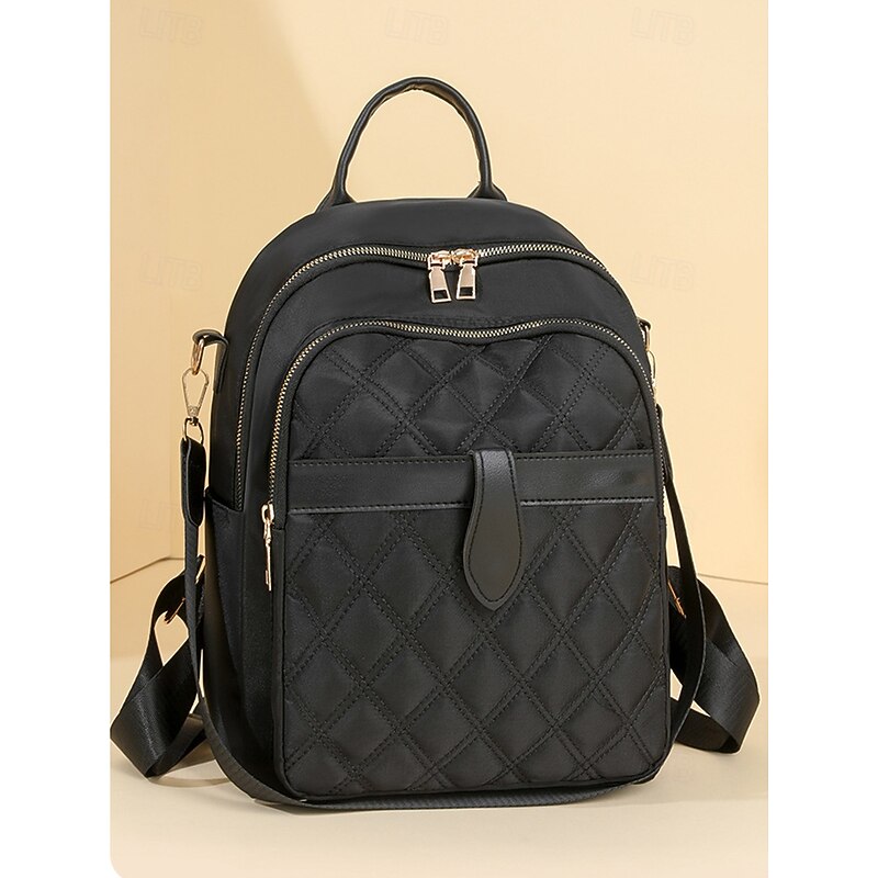 Women's Waterproof Quilted Nylon Backpack - Stylish Lightweight Casual Bag with Top Handle and Multiple Pockets for School, Work, Travel and Daily Use3