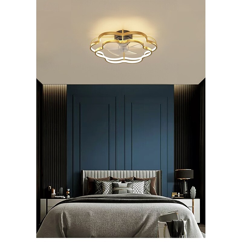 Geometric Shape Metal Ceiling Fans Modern Multi-Lights Ceiling Fan Lamp - Remote Control Stepless Dimming Pentagon3