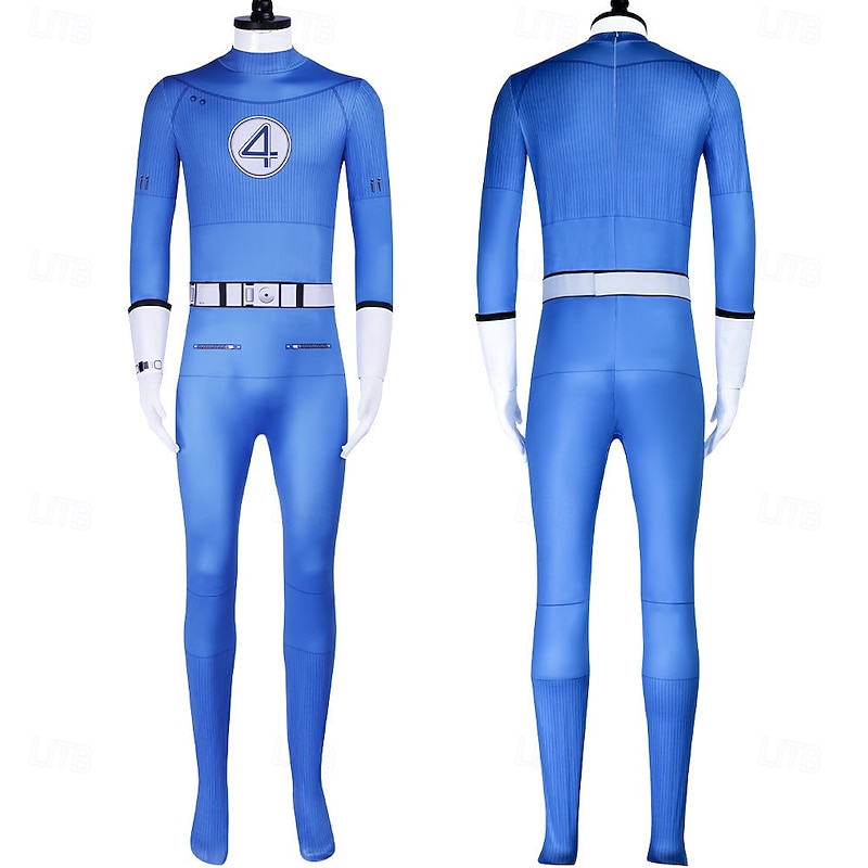 The Fantastic Four: First Steps Superhero Mister Fantastic Jumpsuit Bodysuits Carnival Costume Dress Up Movie Cosplay for Men's Adults' Halloween Carnival World Book Day Performance Party Comic Con