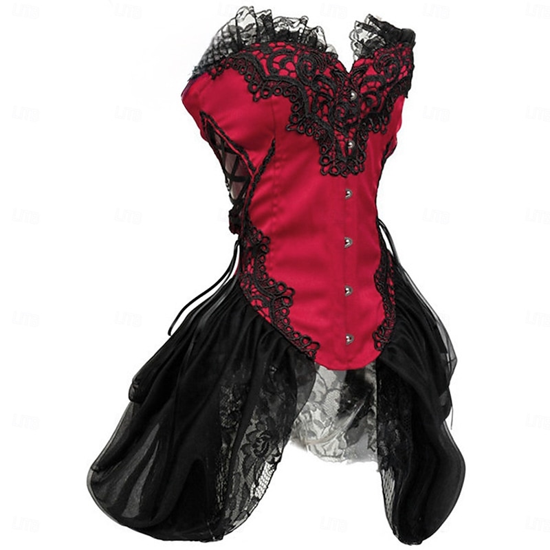 Vintage Rococo Punk & Gothic Overbust Corset Bustier Bodyshaper Pirate Lace Fancy Dress Women's Fantasy Halloween Carnival Valentine's Day Party / Evening Prom Adults' Bra Underwear All Seasons2
