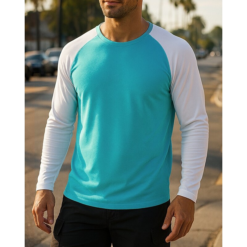 Men's Running Top Running Shirt Long Sleeve Tee Tshirt Color Block Quick Dry Lightweight Breathable Tennis Golf Running Sportswear Activewear White Pink Purple