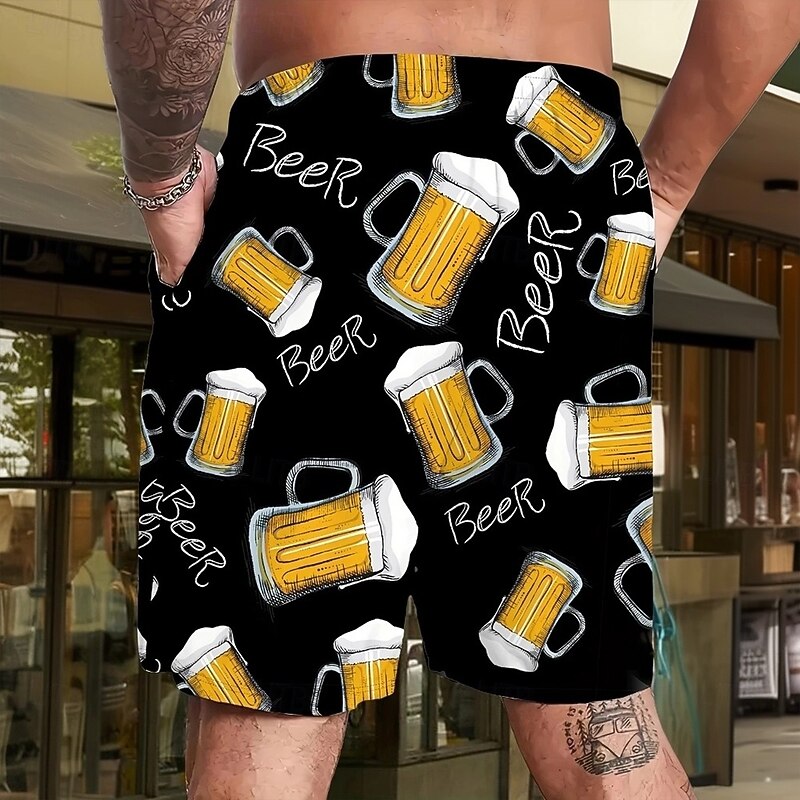 Men's Oktoberfest Beer Swim Trunks Swim Shorts Board Shorts Mid Waist Streetwear Hawaiian Vacation Side Pockets Mesh Lining Elastic Drawstring Waist Designer Clothing Apparel2