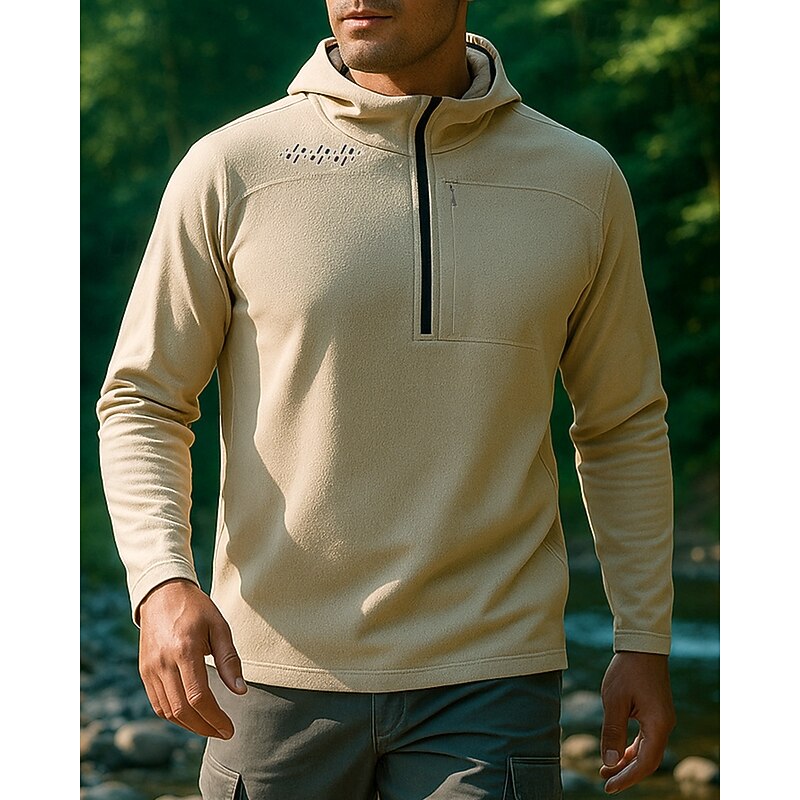 Men's Hoodie Polo Sweatshirt Hiking top Long Sleeve Hoodie Tee Tshirt Top Outdoor Quick Dry Lightweight Breathable Quarter-Zip Polyester Black White Royal Blue Tennis Golf Running