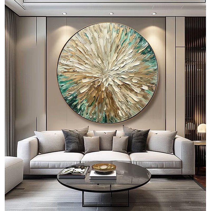 Abstract Modern Luxury Canvas Art Hand Painted Knife Oil Painting Neutral Tones with Gold Accents with insde wood frame