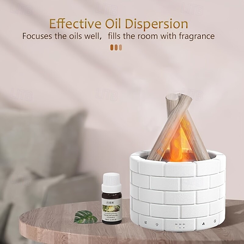 Fashionable Aromatherapy Humidifier With Realistic Flame Effect - A Stylish White Humidifier Suitable For Homes And Offices An Ideal Thanksgiving Gift And a Home Aromatherapy Diffuser3