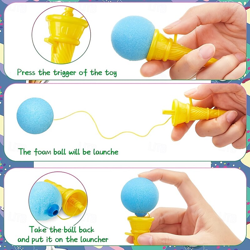 32pcs Colorful Mini Ice Cream Launcher Toys - 10cm Fun Party Favors for Youngsters Assorted Random Colors (Pink Blue Yellow Green Orange) with Plastic Base and Striped Design Ice Cream Party Dec4