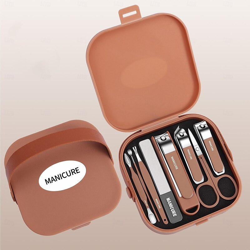 Anti-Splash Nail Clipper Set with Ear Pick, 8 PCS Premium Manicure Grooming Kit, Portable Nail Clippers in Luxury Travel Case for Men & Women