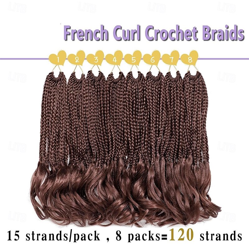 French Curly Braiding Hair Prelooped 12 Inch Dark Auburn Crochet Hair for Women 8 Packs Short Crochet Braids with Curly Ends Synthetic Hair Extension 33#4