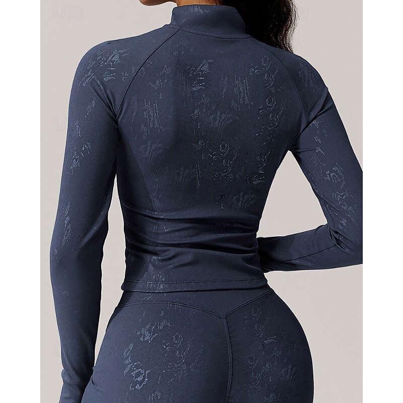 Women's Hiking Jacket Sport Jacket Outdoor Breathable Quick Dry Lightweight Hiking Outfits Hiking Clothes Autumn / Fall Jacket Spandex Tennis Golf Running Floral Black Khaki Dark Blue2