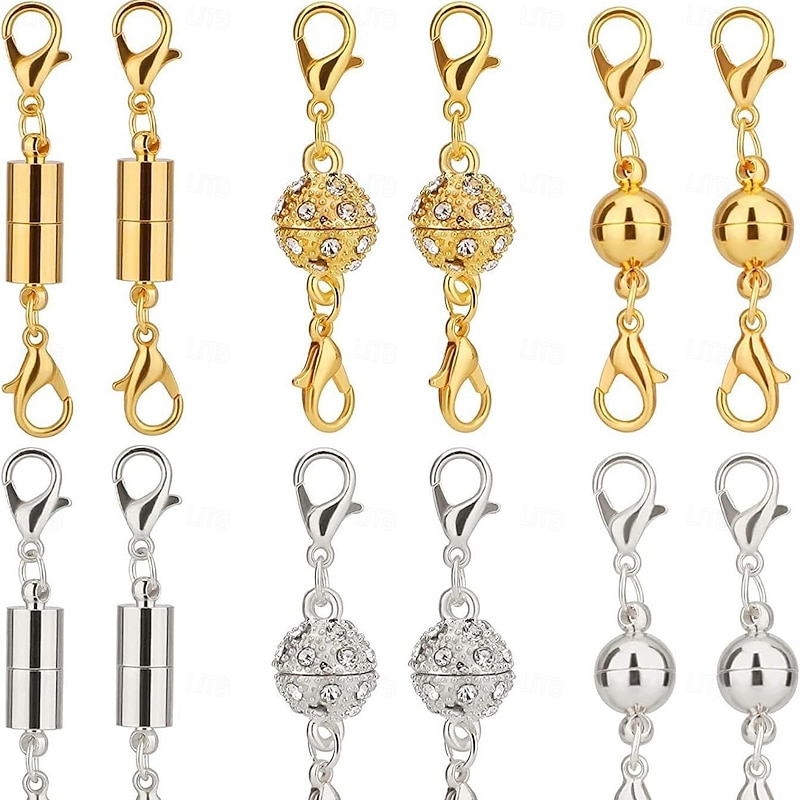 12pcs/set Magnetic Necklace Clasps and Closures for Jewelry, Strong Secure Snap Lock, Easy to Use for Arthritis, DIY Repair, Bracelet Extender Connector