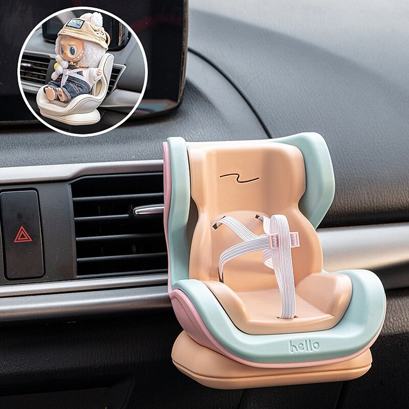 Doll Car Seat for 17cm Dolls with Air Vent Clip and Desktop Stand Cute and Functional Car Ornament for Blind Box Doll Fans3