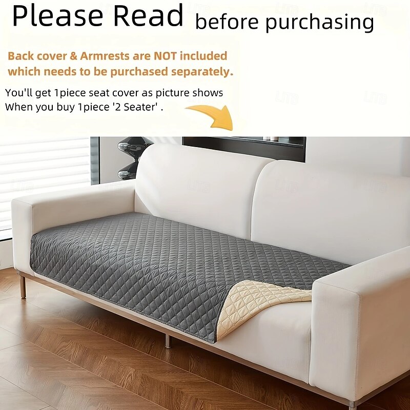 1pc Non-Slip Sofa Cover - Classic Quilted Polyester Fabric, for 1-4 Seat Sofas, Perfect for Living Room, Office, Bedroom, or Outdoor Use (Armrests & Backrest Not Included), Sofa Protection Cover4