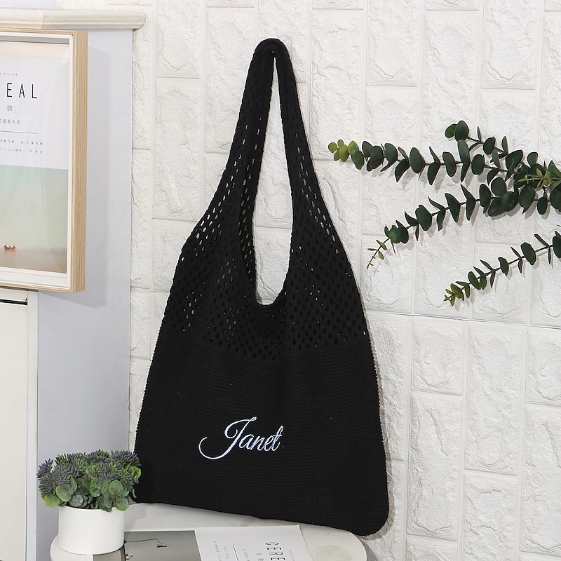 Personalized Knit Shoulder Bag with Custom Name Embroidery, Unique Gift for Mom, Girlfriend, Friend, Valentine's Day, Mother's Day, Birthday, Christmas2