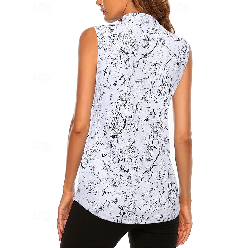 Women's Graphic Sport Shirt Golf Polo Shirt Tennis Shirt Sleeveless Zipper High Elasticity Moisture Wicking Breathable Tennis Golf Pickleball Turndown Zip Collar Shirt Top White Blue Tennis Clothing2