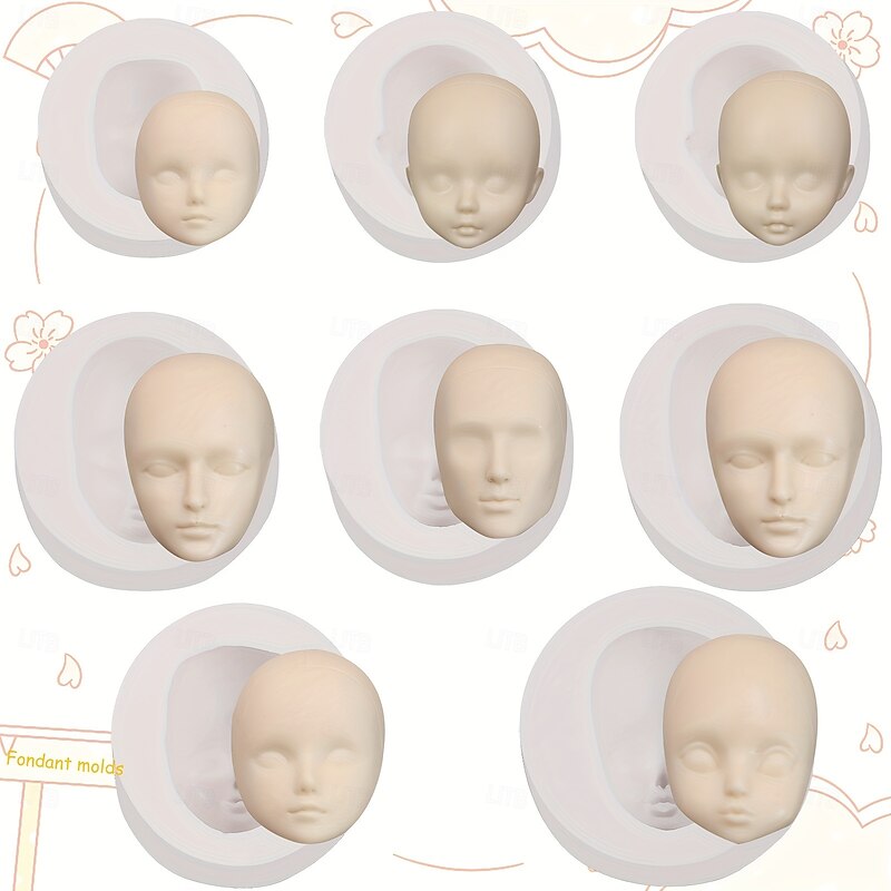 Silicone Face Molds for Crafting 8pcs BPA-Free Silicone Face Molds - Ideal for Cake Decorating Crafts and DIY Projects - Multi-Purpose Molds for Cookies Candy Chocolate and More