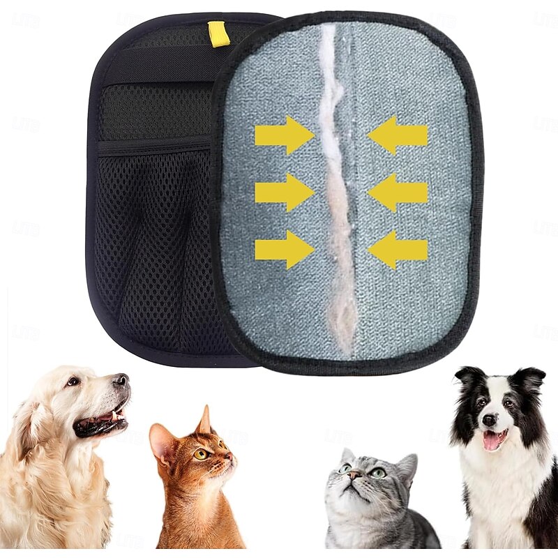 Static Removal Gloves for Pet Hair, Reusable Pet Grooming Gloves for Washing, Double-Sided Cat Dog Grooming Gloves for Deshedding