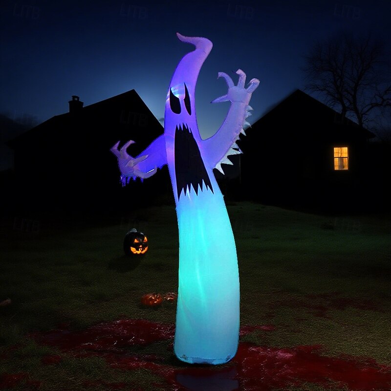 1 Pc Halloween Inflatable 3.6M 12 Foot Sparkling Flame Phantom Air Model Outdoor Courtyard Lawn Garden Party Halloween Horror and Weird Decorative Light