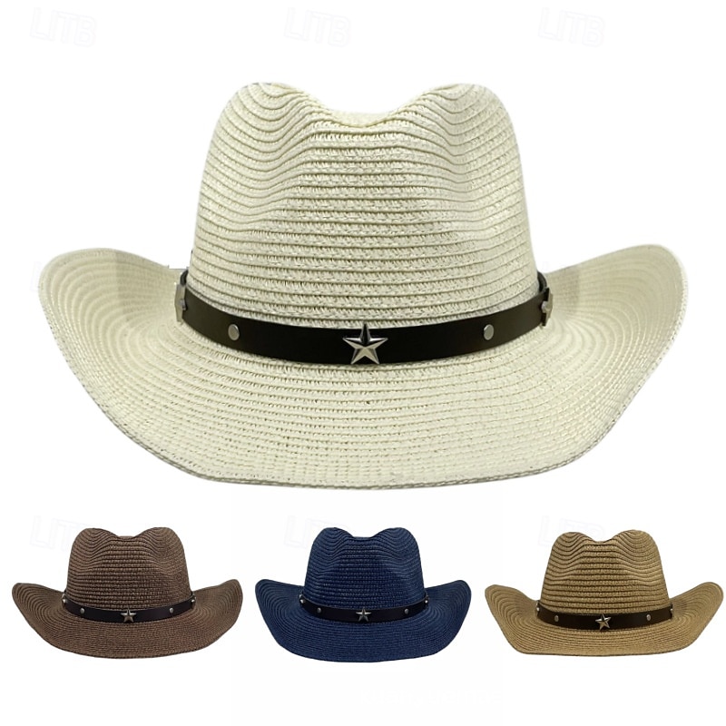 Retro Decorative Ethnic Style Decorative Hat With Belt Sunshade Straw Hat Jazz Hat