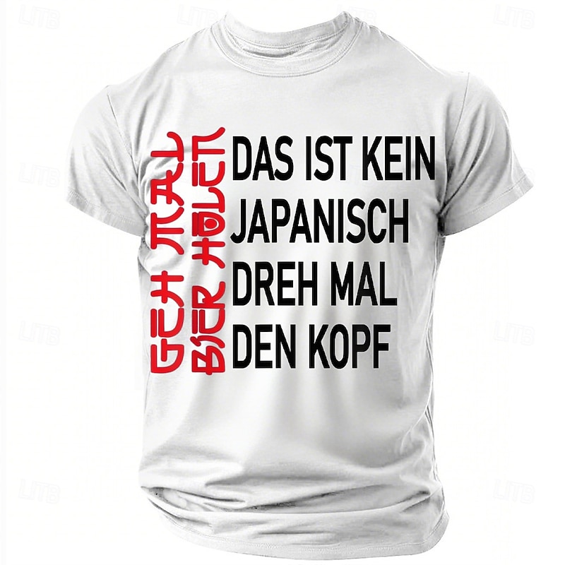 Men's Funny Slang German T Shirt Short Sleeve T shirt 3D Print Crew Neck Shirt Fashion Daily Basic Street Casual Daily Black White Blue Summer Spring All Seasons Clothing Apparel S M L XL XXL XXXL4