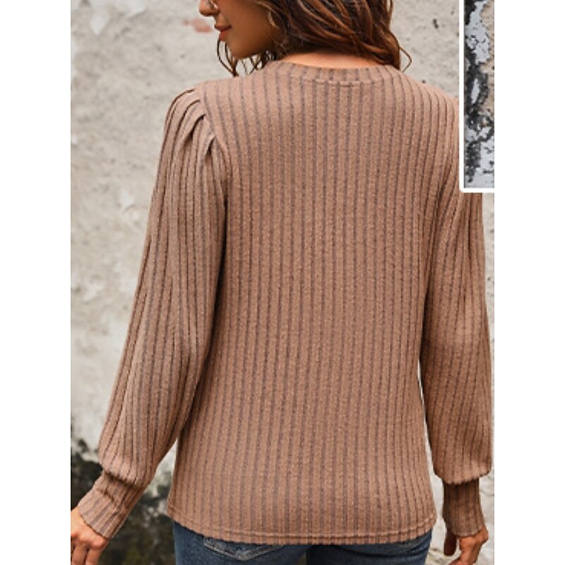 Women's Blouse Floral Stylish Casual Long Sleeve Crew Neck Regular Tops Daily Blue Brown Spring Fall4