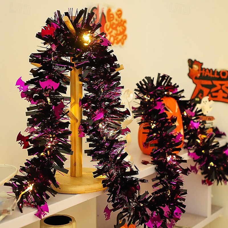 1 Pc 10M 100 LED Halloween String  Lifhts Pumpkin Ghost Spider Bat Light String Color Ribbon Caterpillar Color Strip Decorative Light String Festival Atmosphere Decorative Light AAA Battery Box