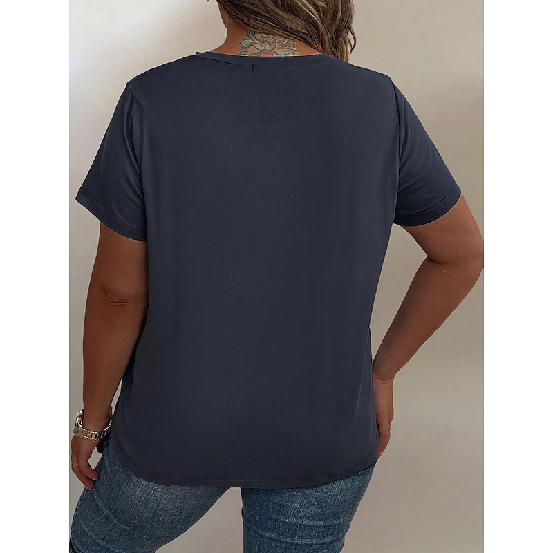 Women's Plus Size Tops T Shirt Floral Striped Print Short Sleeve Crew Neck Casual Daily Polyester Summer White Light Green2