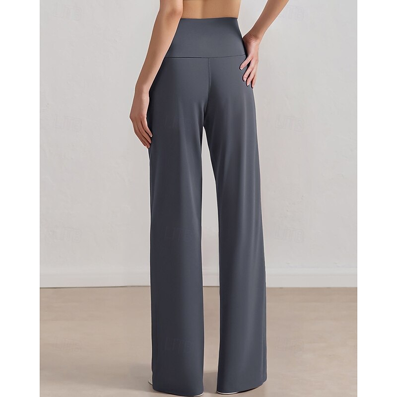 Women's fitness pants Pilates Pants Yoga Pants with Pockets Lightweight High Waist Gym Pilates Zumba Bottoms Solid Color Black Coffee Grey Fall Sports Activewear Micro-elastic3