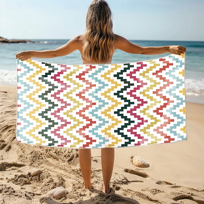 Soft and Absorbent Beach Towel - Lightweight, Quick-Dry, Sand-Free Design for Beach, Pool, and Travel