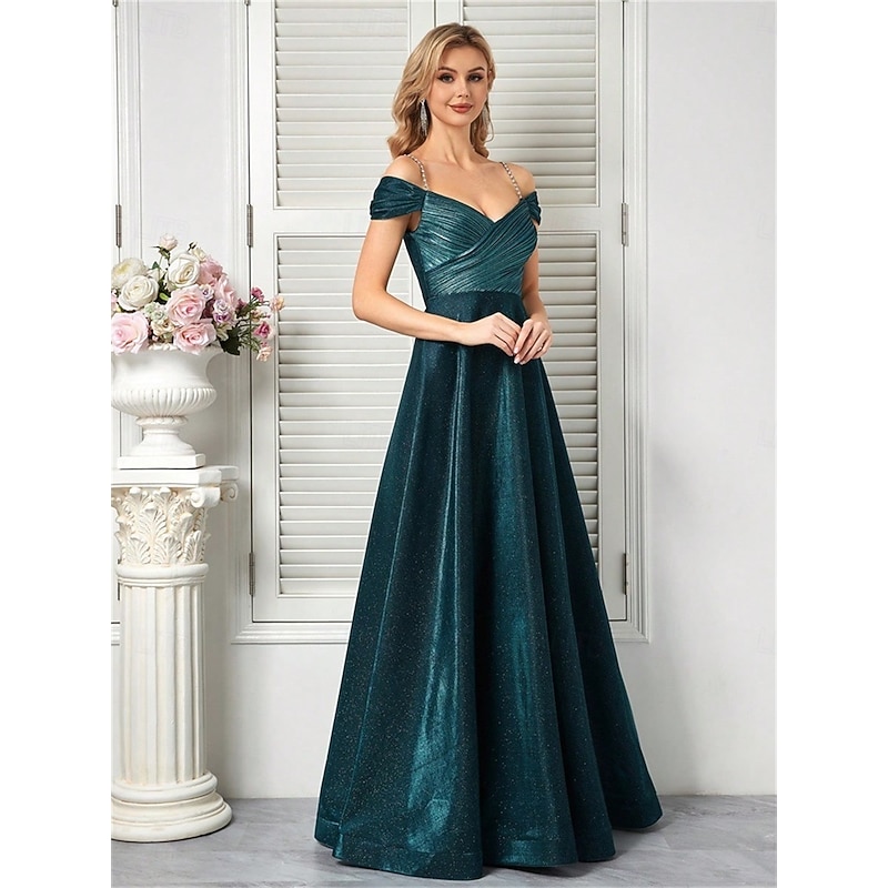 A-Line Quinceanera Dresses Elegant Dress Formal Wedding Floor Length Sleeveless Spaghetti Strap Polyester V Back with Pleats4