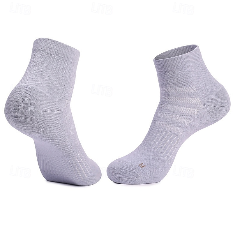 1 Pair Men's Running Socks Sports Socks Breathable Quick Dry Anti-Bacterial cushioned Outdoor quarter crew Patchwork Nylon White Light Green Cream for Ski / Snowboard Running Camping / Hiking / Caving4