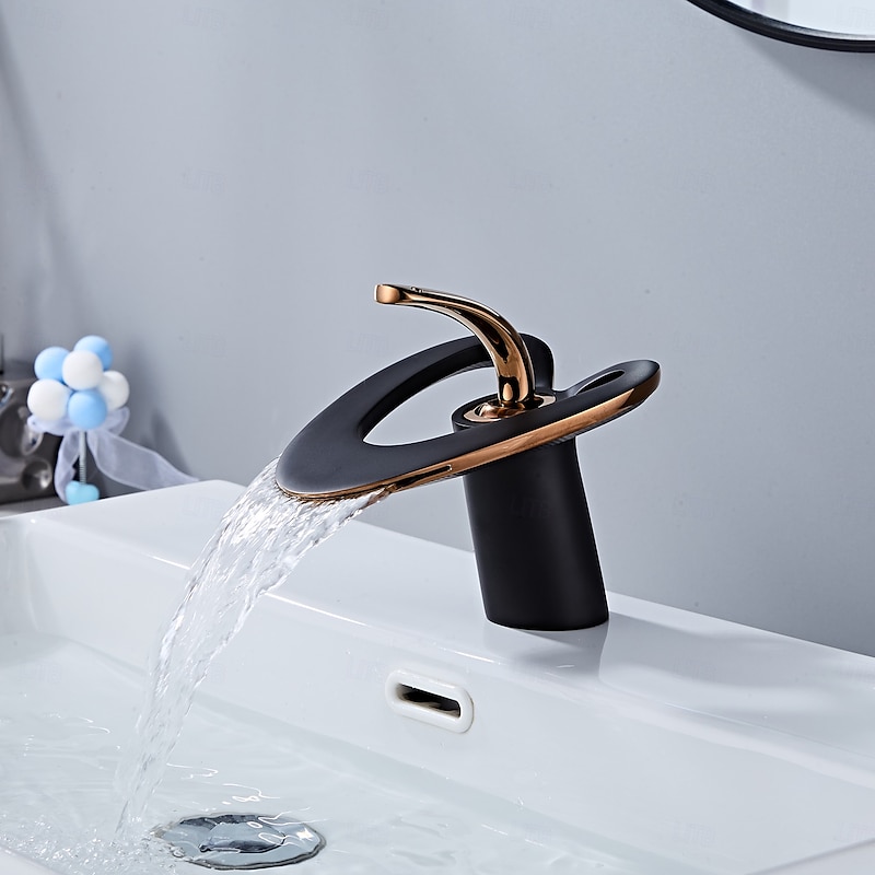Bathroom Sink Faucet - Waterfall Painted Finishes Centerset Single Handle One HoleBath Taps3