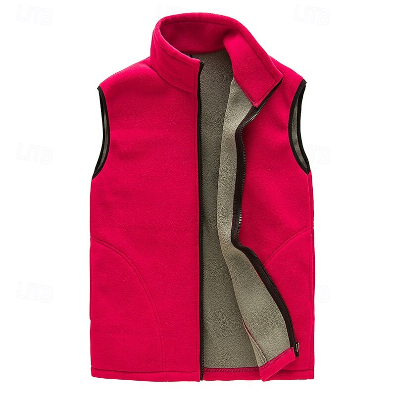 Men's Hiking Vest Hiking Fleece Vest Sleeveless Vest Outdoor Thermal Warm Winter Zipper Polyester Black Army Green Red Fishing Climbing Camping / Hiking / Caving3