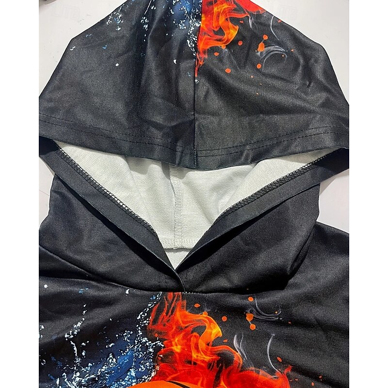 Boys' 3D Basketball Hoodie Long Sleeve Spring Fall Fashion Streetwear Kids 4-12 Years Hooded Outdoor Casual Daily Regular Fit4