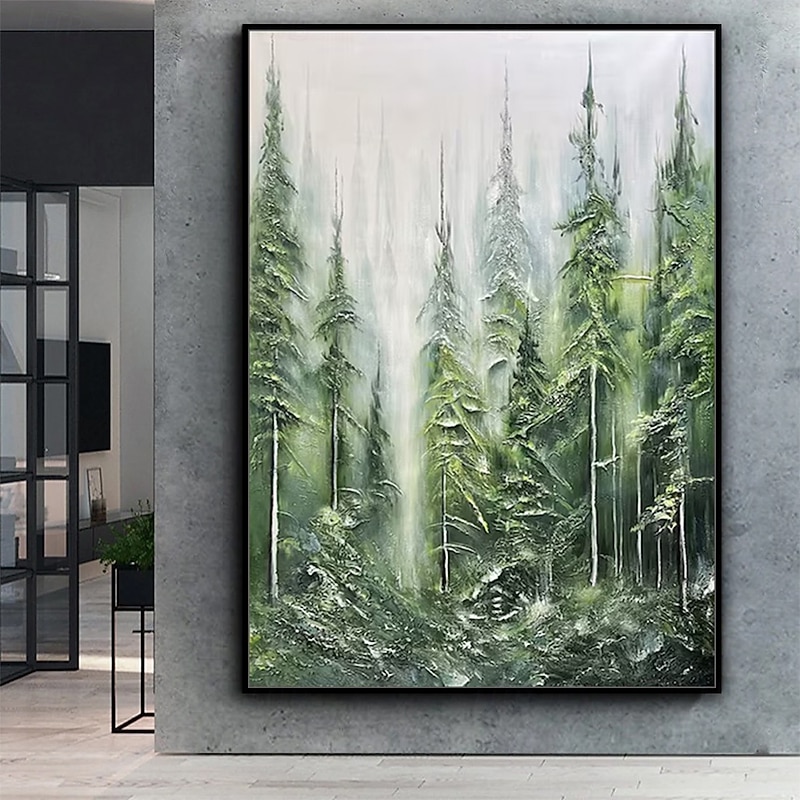 Mintura Handmade Abstract Tree Landscpe Oil Paintings On Canvas Modern Wall Art Room Decoration Textured Forest Picture For Home Decor Rolled Frameless Unstretched Painting