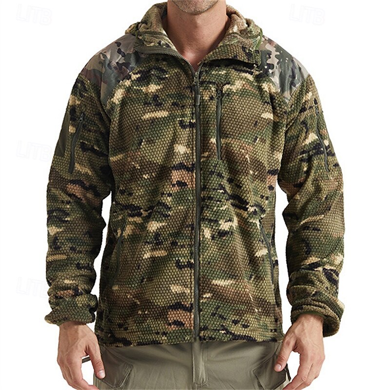 Men's Hiking Jacket Winter Coat Hiking Fleece Jacket Winter Outdoor Thermal Windproof Winter Fleece Jacket Green Green+Yellow