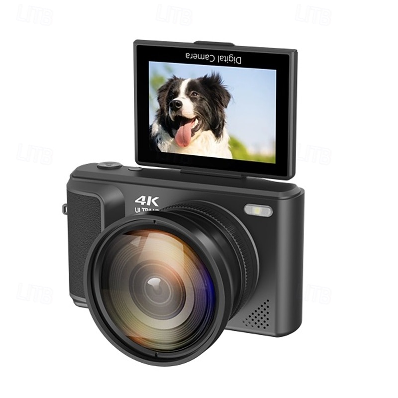 High-Definition Digital Camera 1500mAh 16X Zoom Optional  Retro 2.8 Inch Flip the Screen 64M Pixel 4K HD Video White Black Silver for Boyfriend and Girlfriend