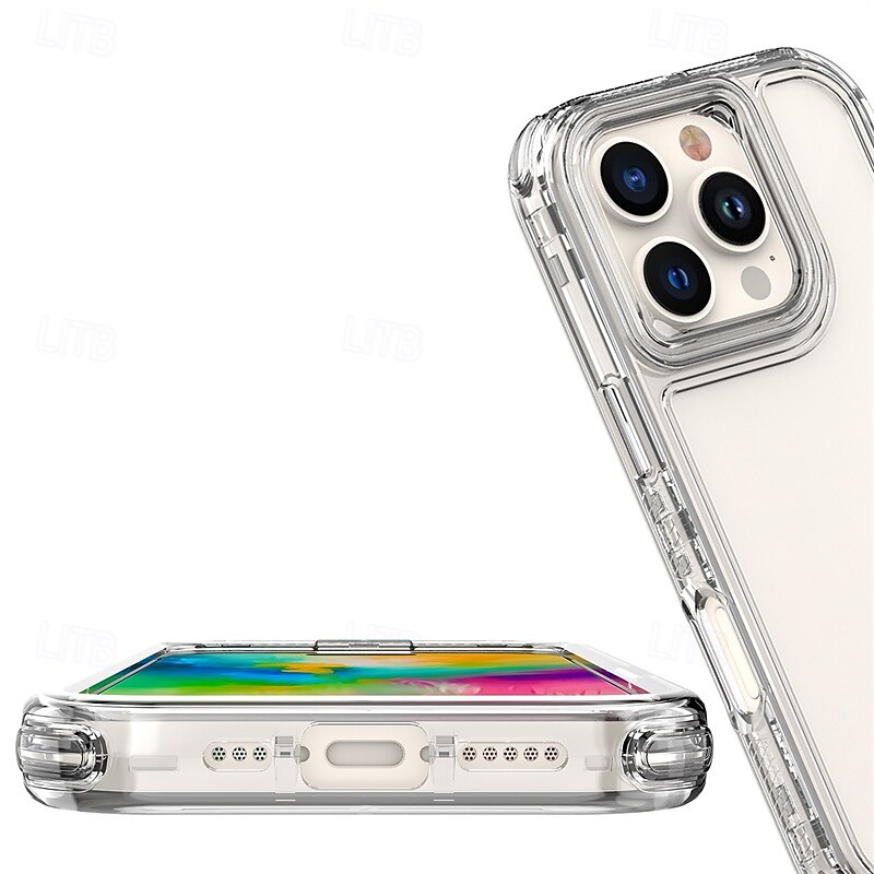 Phone Case For iPhone 17 Pro Max 17 Air 16 15 14 Pro Max Plus 13 Pro Max Back Cover Transparent Shockproof TPU Acrylic PC4